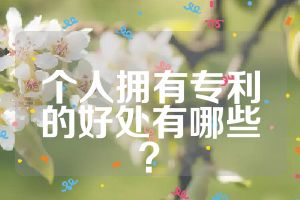 個人擁有專利的好處有哪些？