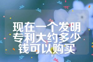 現(xiàn)在一個(gè)發(fā)明專利大約多少錢可以購(gòu)買